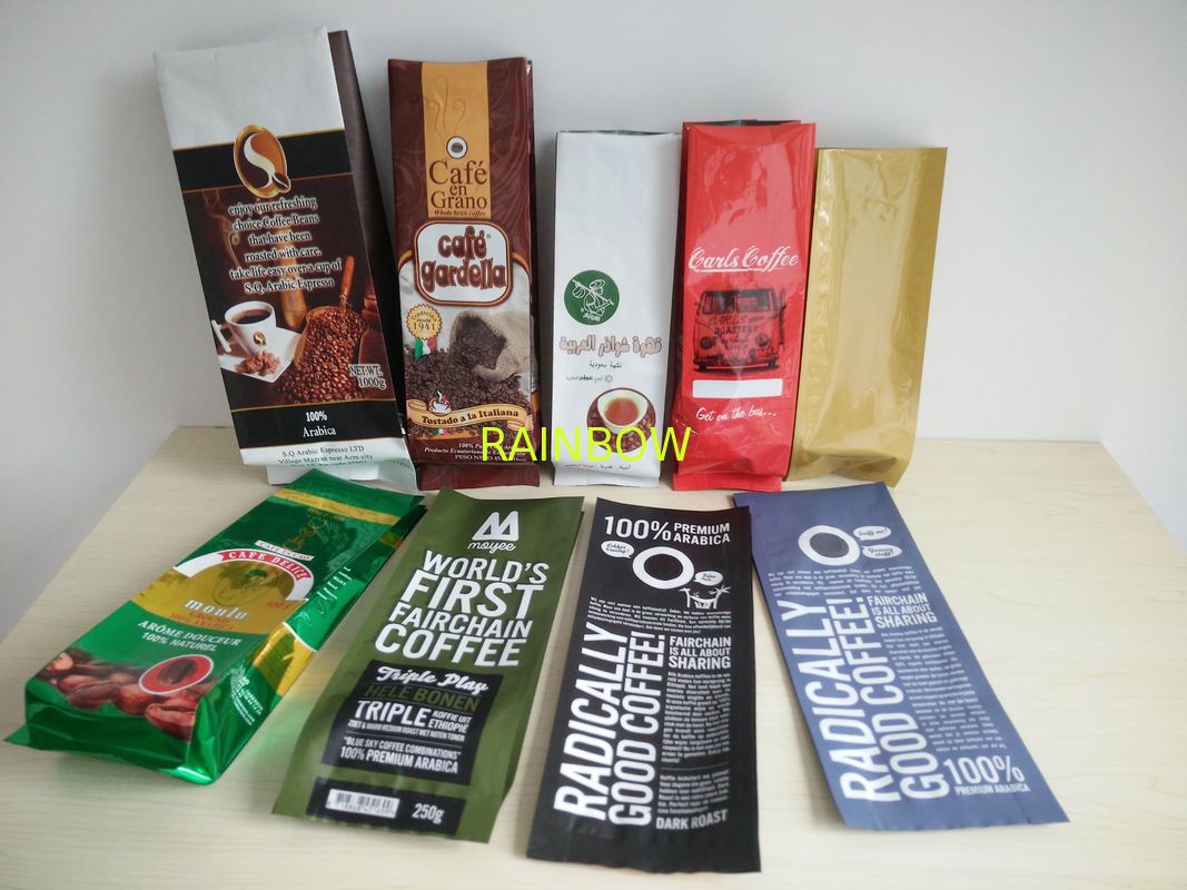 Aluminum Foil Coffee Bag With Valve / Coffee Beans Plastic Pouches Packaging 250g 500g 1000g