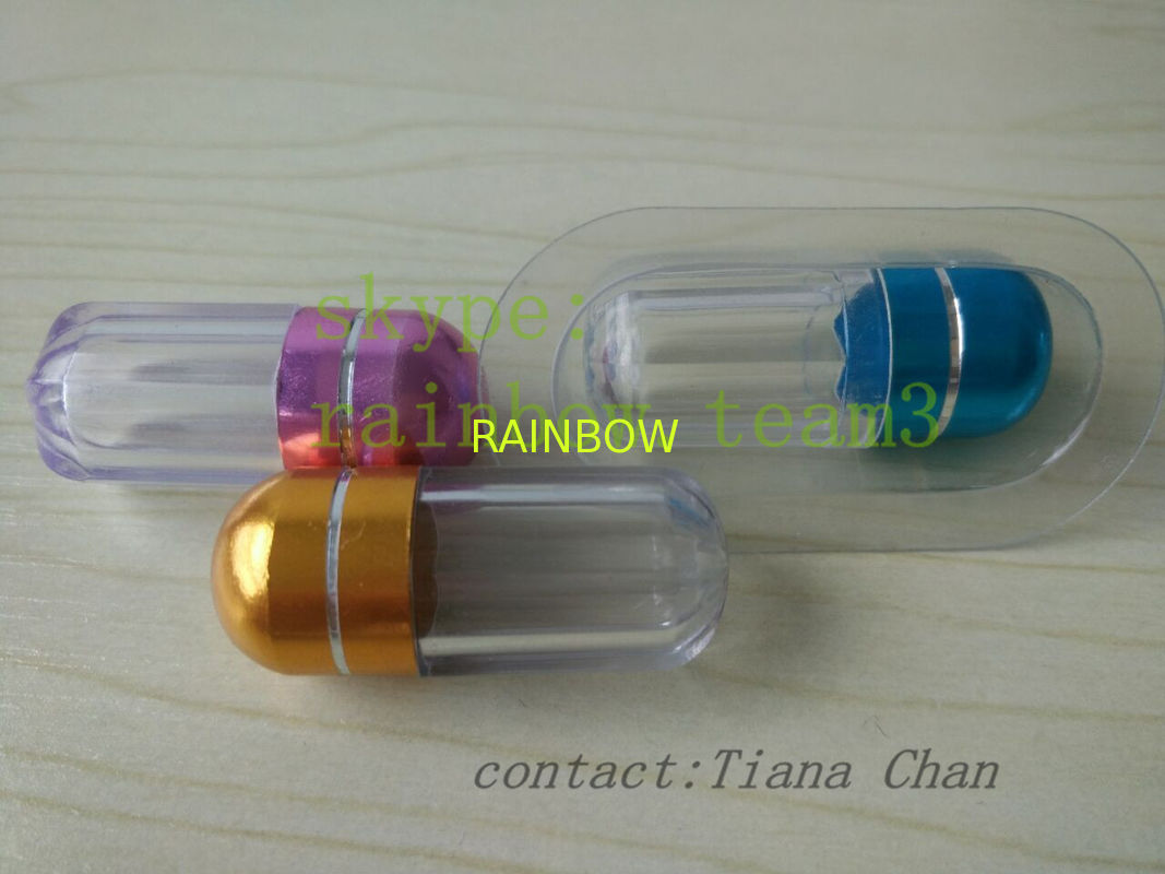Blue Transparent Pill Vials / Waterproof Small Plastic Pill Containers