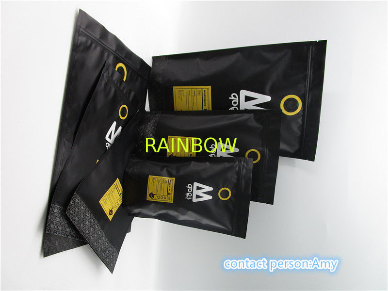 Custom printed matte black coffee bag packaging pouch / sachet