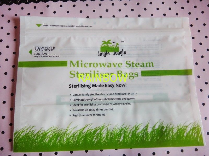 high temperature microwave steam steriliser bags/zipper plastic microwavable pouch