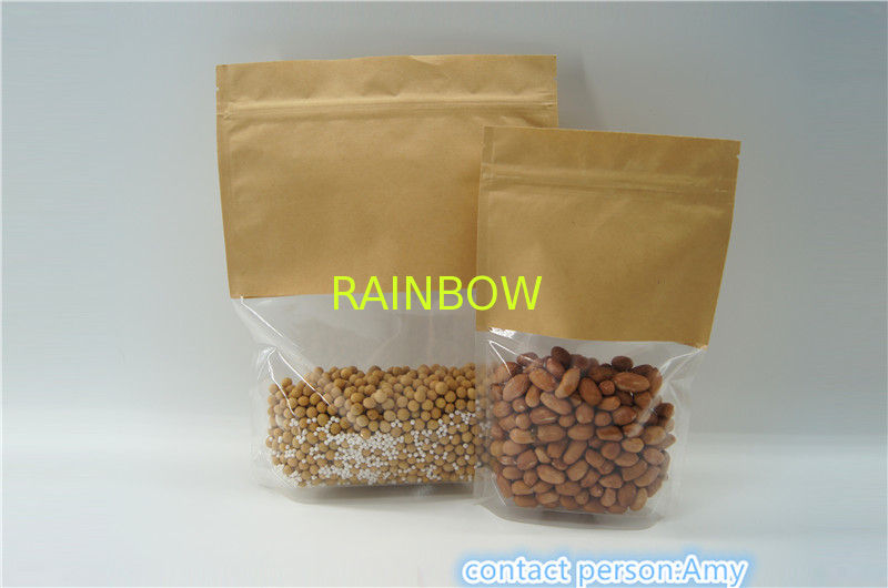 Kraft Paper Resealable k Stand Up Pouches / Food Packaging Pouches