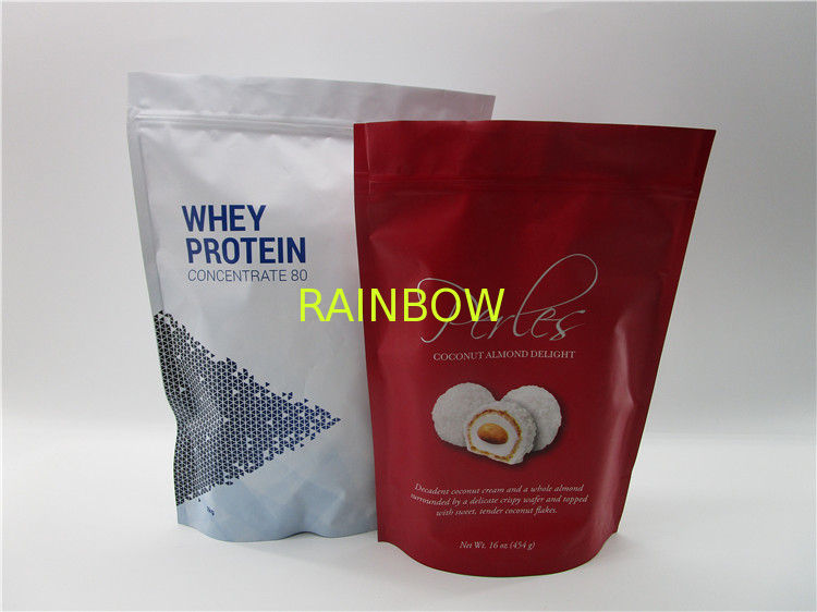 Resealable food grade 1kg custom printed whey protein isolate bags with zip lock