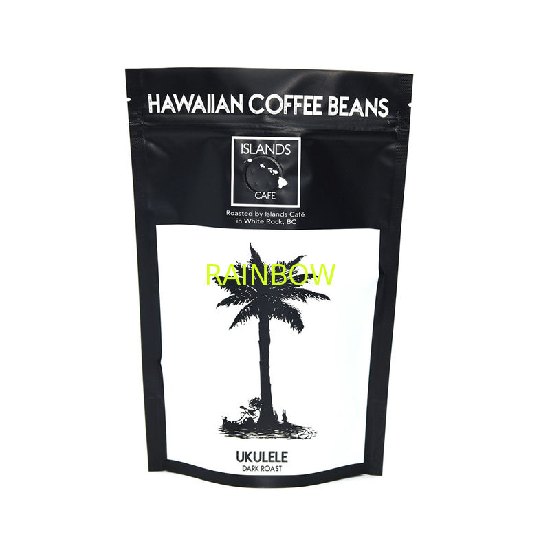 Custom Aluminum Foil Plastic Pouches Packaging , 300g Stand Up Coffee Bags With Valve