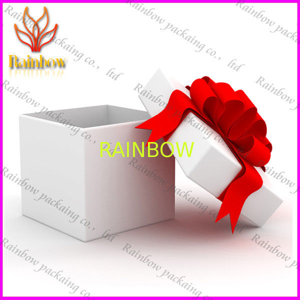 Fashionable Luxury Gift Cardboard Paper Box With Red Silk Ribbon