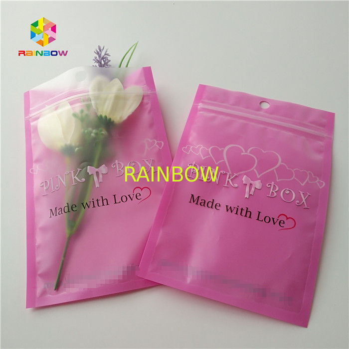 Clear Heart Window Plastic Packing Bags For Eyelash Hair Extension / Gift Jewelry