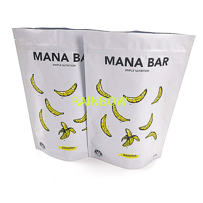 White Matte Stand Up Pouch Bags Resealable Food Safe Grade Customized With Zipper
