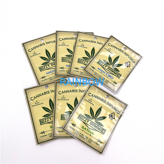 Cbd Gummies Mylar Heat Seal Packaging Bags Smell Proof Resistant Empty Tobacco Pouches