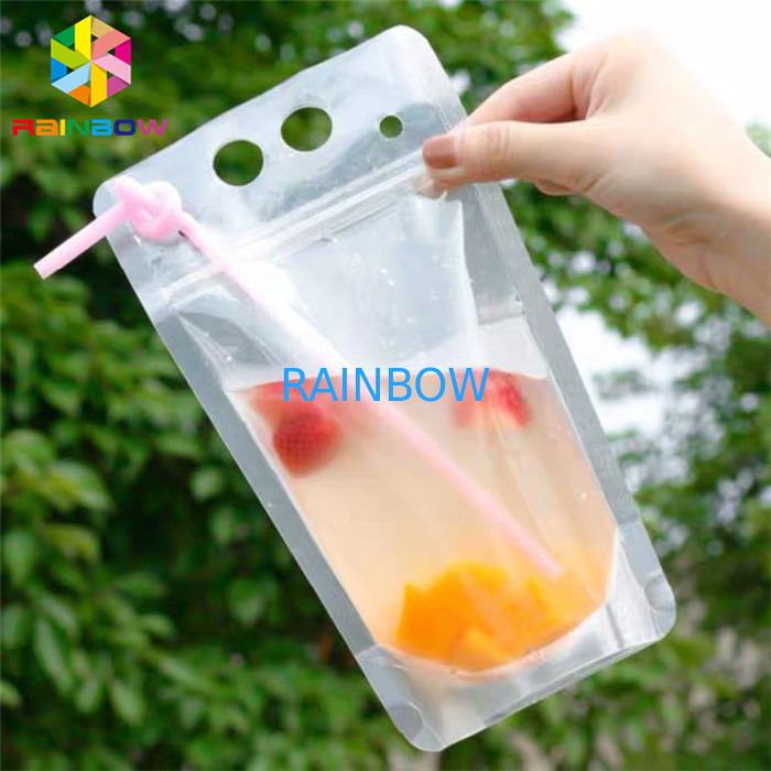 PET Material Drink Juice Food Pouch Packaging Doypack Bag CMYK Printing With Handles