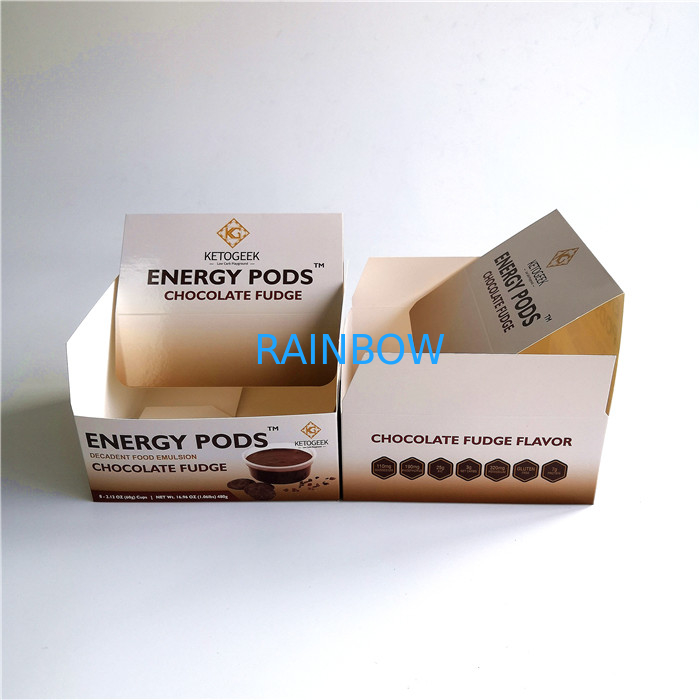 Eco Friendly Kraft Paperboard Box , Foldable Counter Display Box For