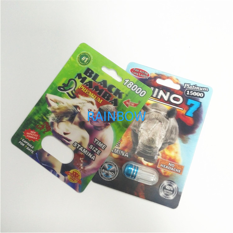 3d Holographic Effect Blister Card Packaging With Gold Rhino Container Bullet