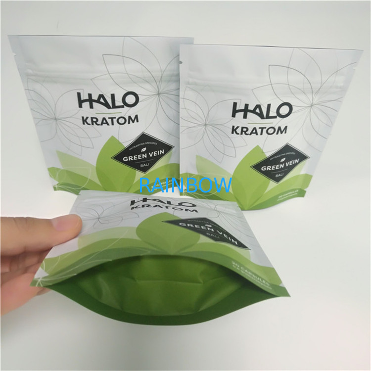 Food Grade k Plastic Pouches Packaging Stand Up Kratom Bags For Powder / Pill