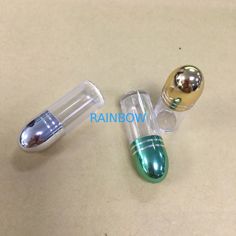 Clear Plastic Pill Bottless Rhino Capsule Containers Colorful Metal Cap For 3D Cards