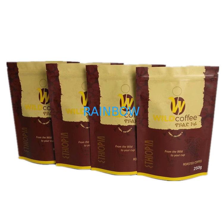 Customized Printing Reusable Stand Up Bag Food Grade Packaging For Coffee