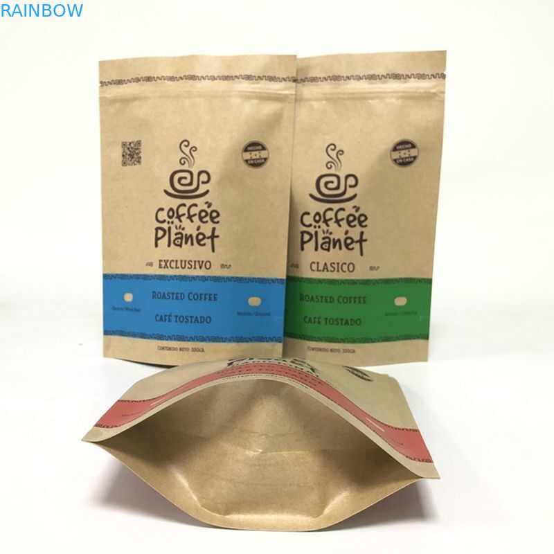 Smell Proof CMYK 120gsm Kraft Paper Foil Bags Resealable Zipper