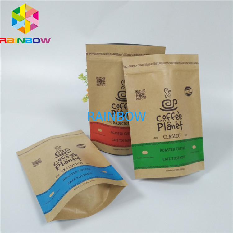 Low Moq Food Storage Paper Bags Brown Paper Packaging Bag With Zipper Aluminum Foil Paper Packaging Pouch