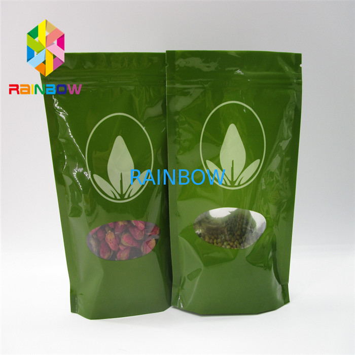 Custom Plastic  Aluminium Foil Stand Up Pouches With Window