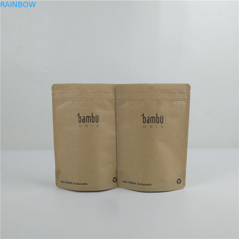 Biodegradable Brown Kraft Paper Doypack Bags Compostable Cosmetic