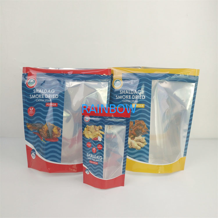 Doypack Sachet Food Zipper Bag Transparent Plastic VMPET CMYK Pantone