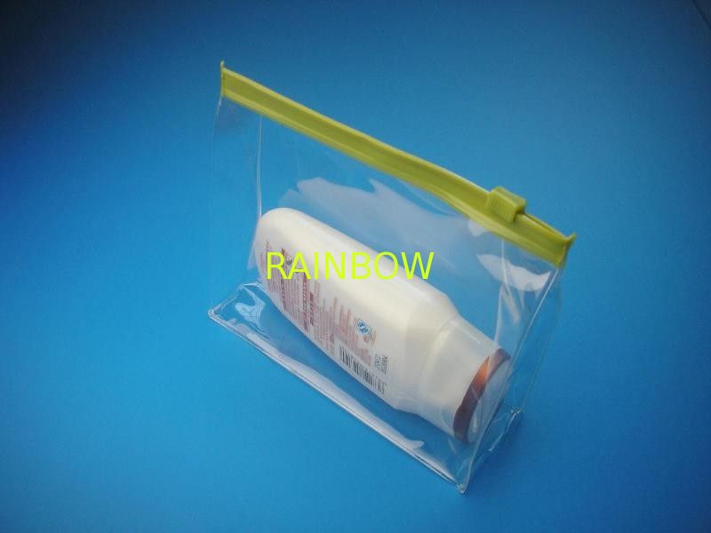 PVC Plastic Poly Pouches For Cosmetics Packaging With Slider Zipper