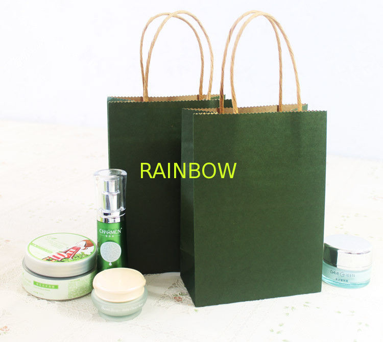 Fancy Green Printing Customized Paper Bags Kraft Paper For Shopping
