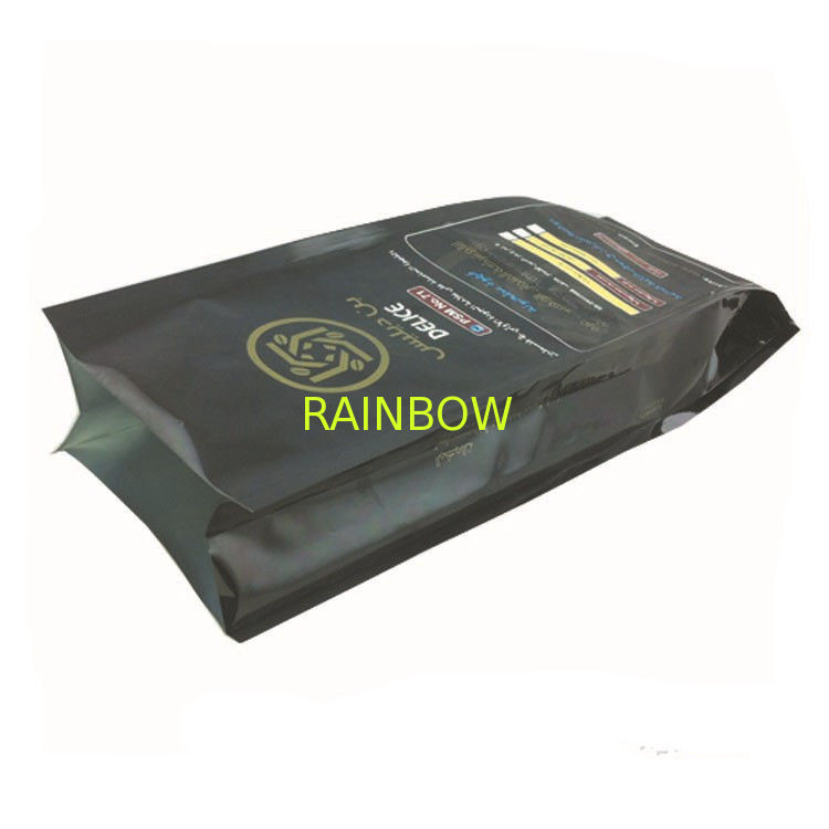 Custom Printing Plastic Pouches Packaging , Black Coffee Bean Packaging Pouch