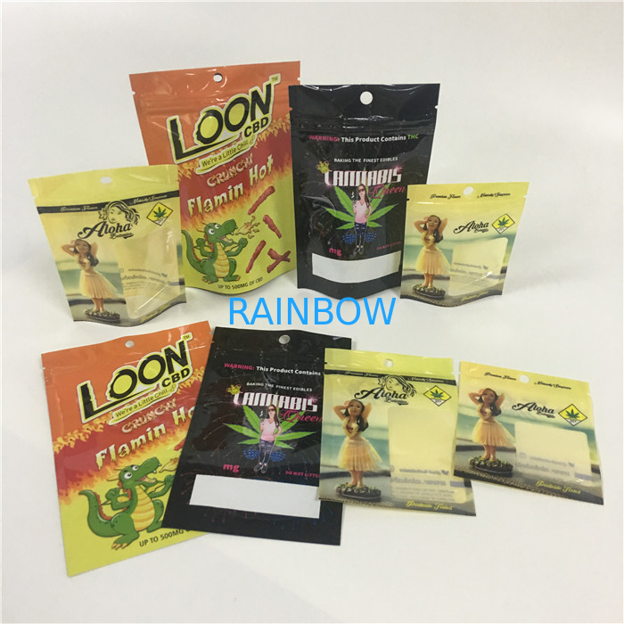 Smell Proof Resealable Ziplock Bags Irregular Shape Plastic Holographic