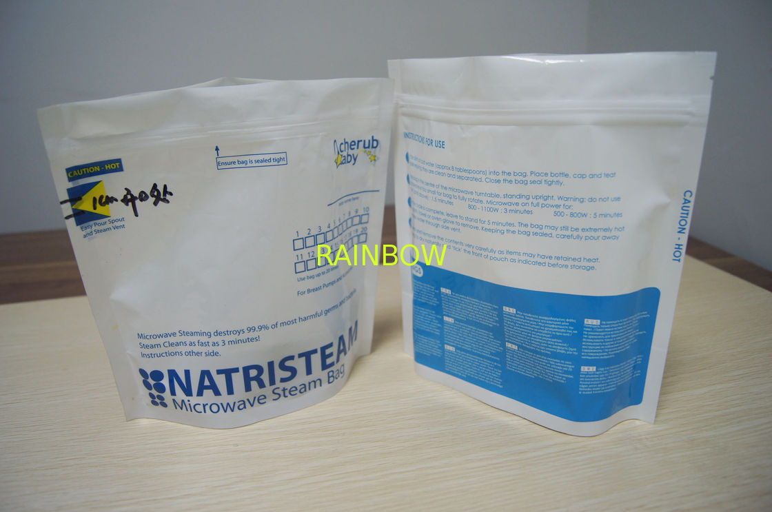 k Plastic Pouches Packaging , Plastic Blue Microwave Steam Steriliser Bags