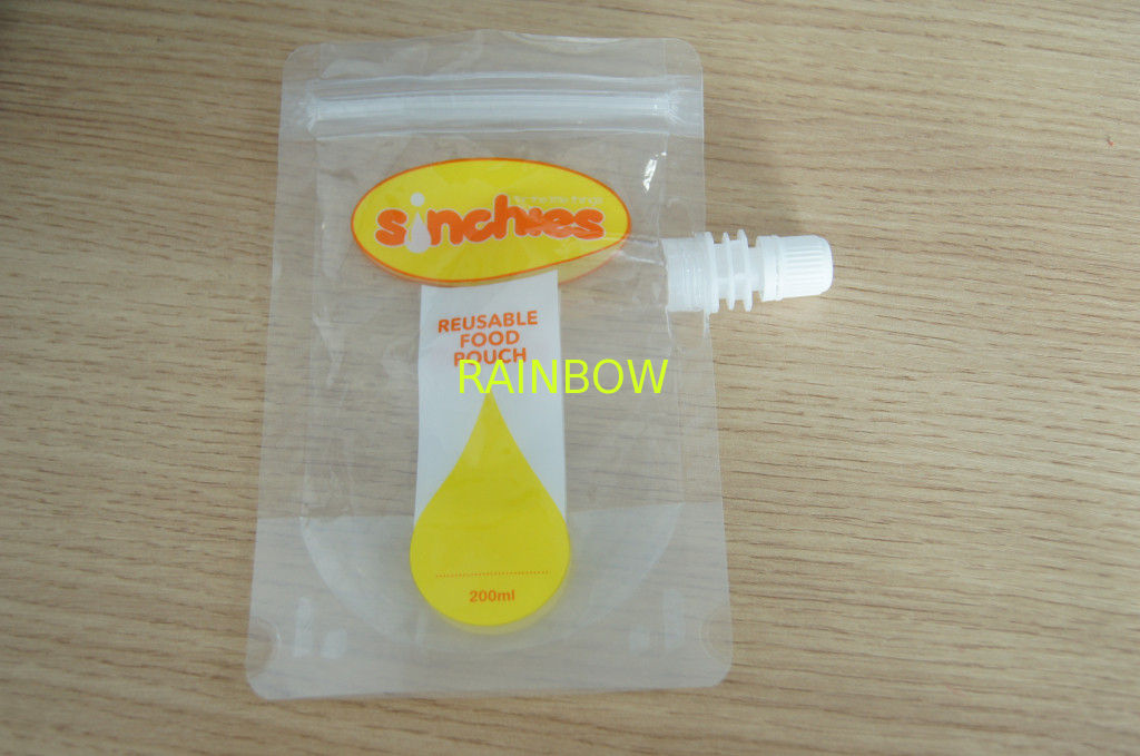 Clear Stand Up Yellow Spout Pouch Packaging Reusable for Liquid Packaging