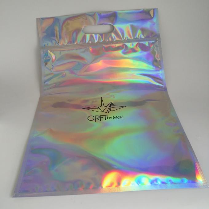 Zip Lock Plastic Pouches Packaging / Holographic Mylar Plastic Bag Laser Printed
