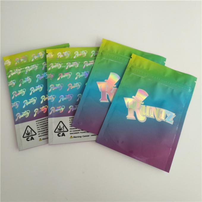 Mylar Runtz Sealed Plastic Bags Custom Printed For Cannabis Hemp Packaging