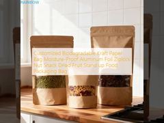 Customized Biodegradable Kraft Paper Bag Moisture-Proof Aluminum Foil Ziplock Nut Snack Dried Fruit Stand up Food Packaging Bag