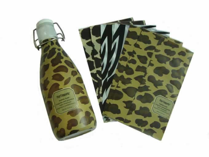 PET Brown Leopard Printed Shrink Sleeve Labels for Baby Drink Bottles