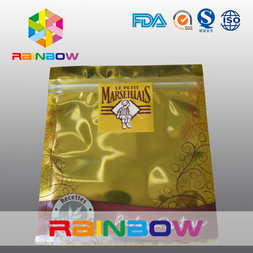 Food Grade Material Gold Middle Foil Bag Packaging Eco - Friendly