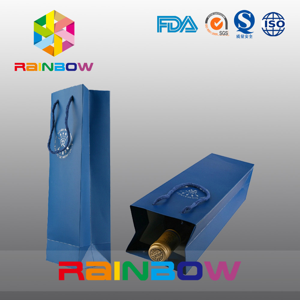 Wine Bottle Customized Paper Bags / Custom Printed Kraft Paper Bag With Logo Printing