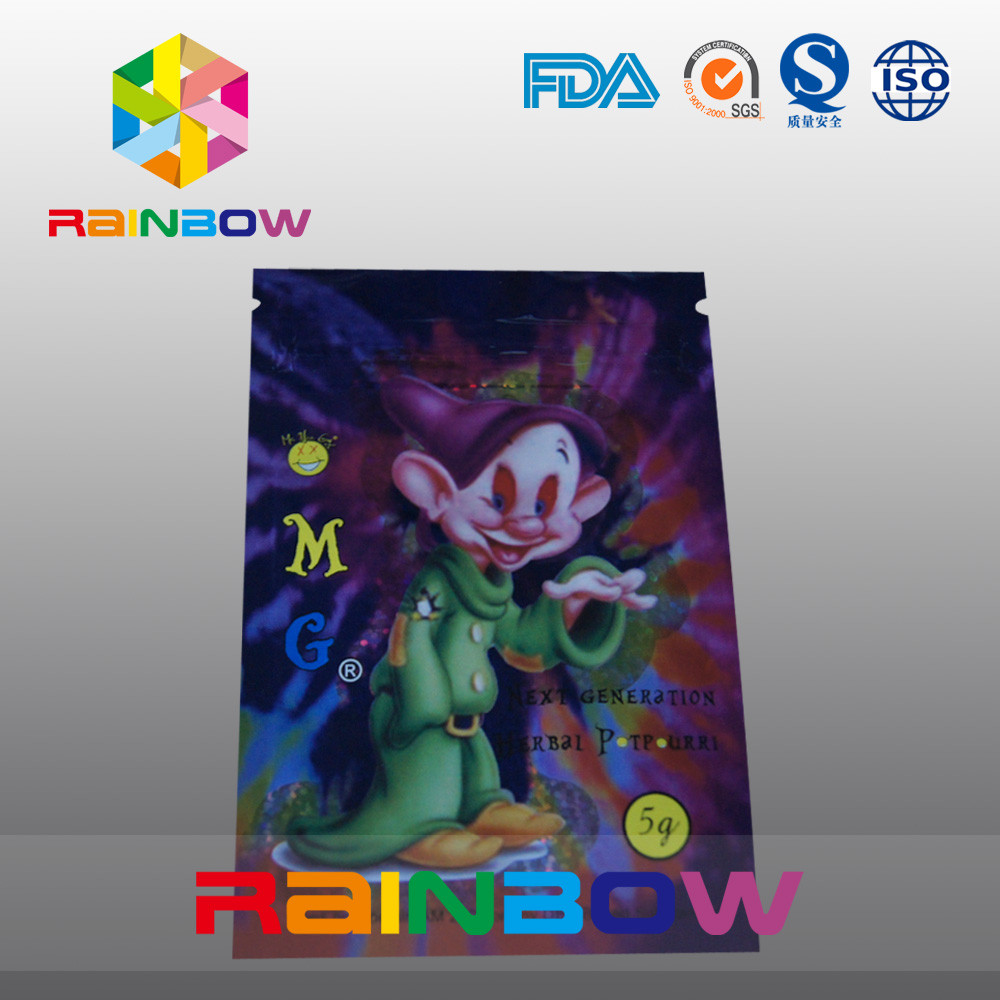 5g OMG Three Side Seal Herbal Incense Packaging Bag With Zipper