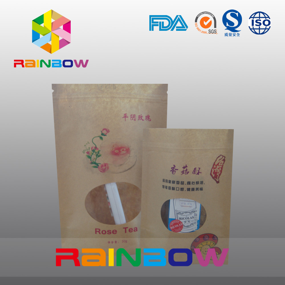Stand Up Customized Paper Bags For Food Packaging With Front Window