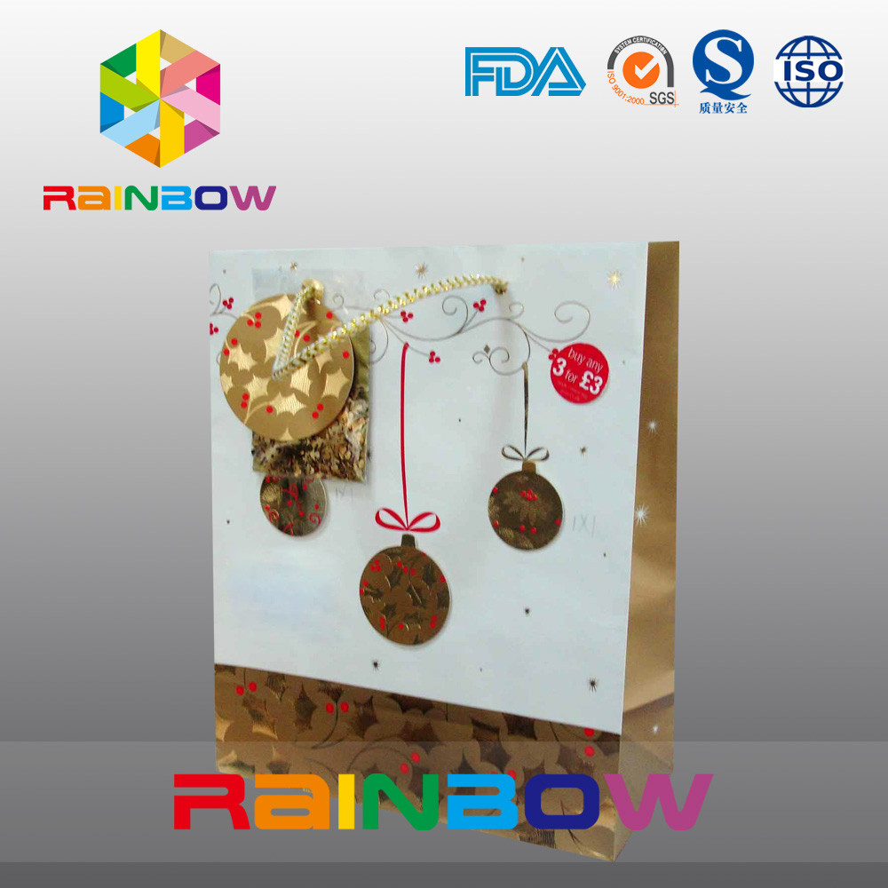 Luxury Printed Flat Bottom Customized Paper Bag With Drawstring For Gift