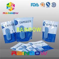 Stand Up Vertival Aluminium Foil Pouches Clear Window For Capsules