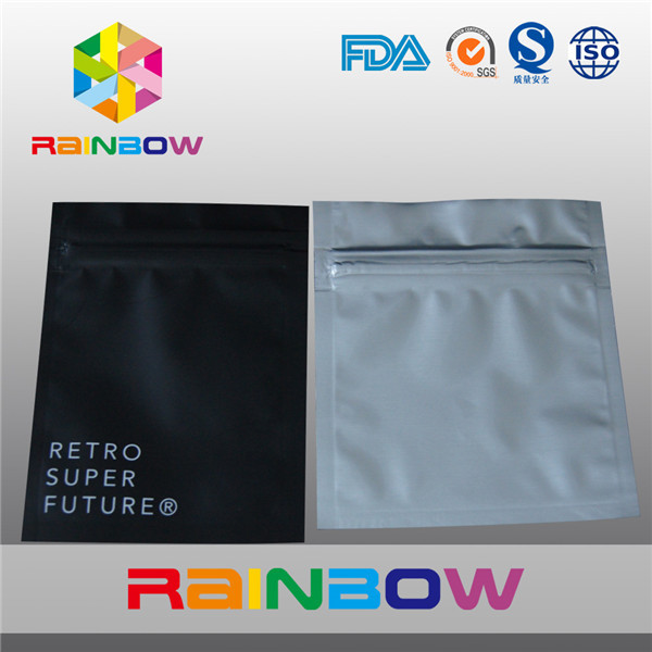 Aluminum Foil Plastic Electronics Packaging Bag Three Side Seal Zipper Pouch