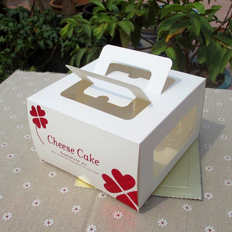 Cheese Cake Box Paper Box Packaging White Card Paper Case for Snack Container