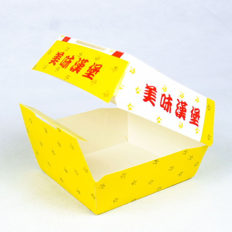 Disposable Paper Box Hamburger Packaging Box With Customized Logo And Printing Content
