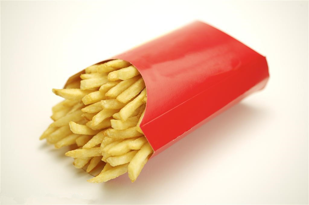 Take Out Paper Box Packaging , Glossy Red  French Fries Paper Box