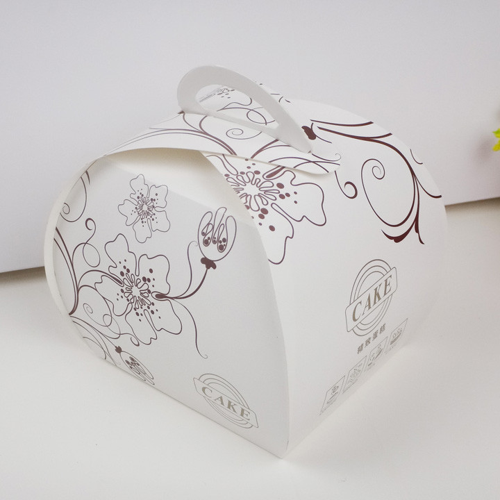 Elegant Paper Box Packaging For Cake Packaging , Foldable Cake Box With Handle