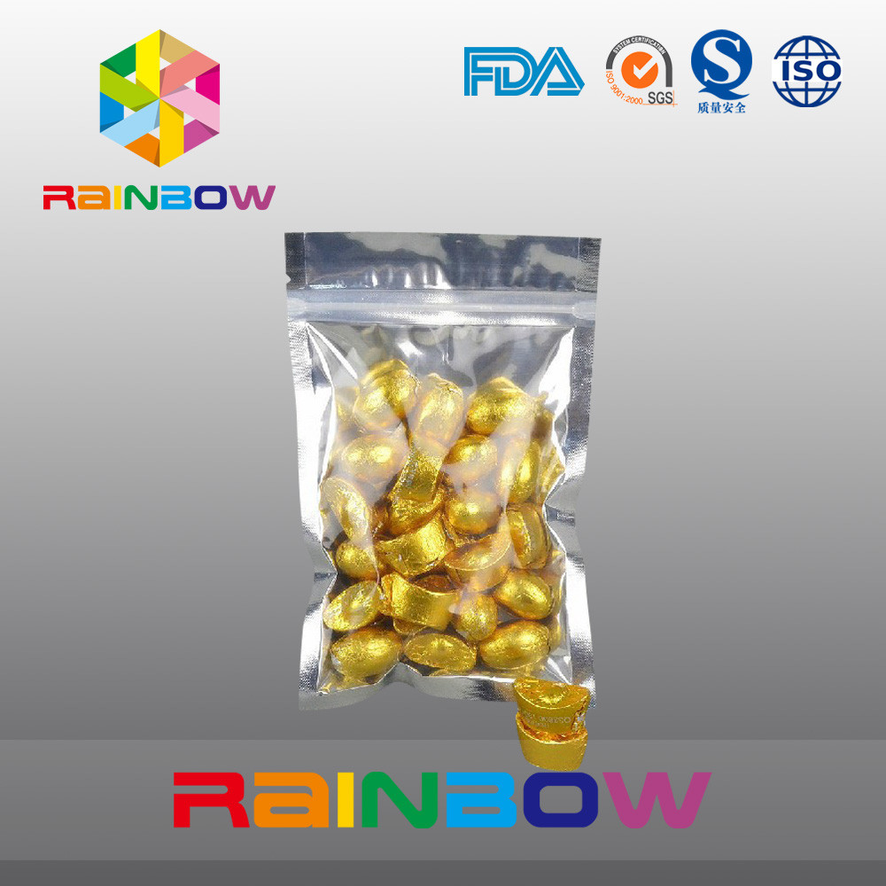100g Snack Bags Packaging Front Transprent Back Foil With Zipper