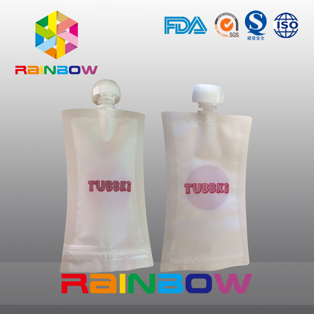 Stand Up Reusable Baby Food Spout Pouch Packaging with Zipper On The Top