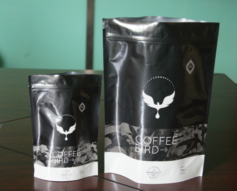 Matt Black Aluminum Foil Coffee / Tea Bags Packaging Mouisture Proof Bags