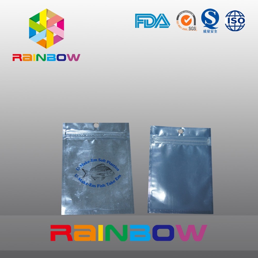 Front Transparent Back Foil Pet Food Pouch With Zipper , Fishing Bait Bag