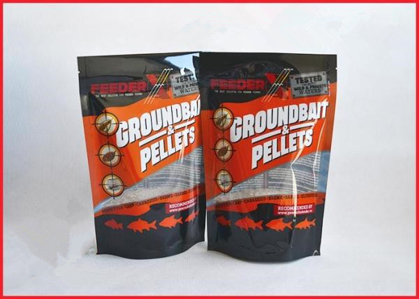 Printed Plastic Pouch Packaging With Zipper For Groundbait Pallet / Fishing Lure Packaging Bag With k