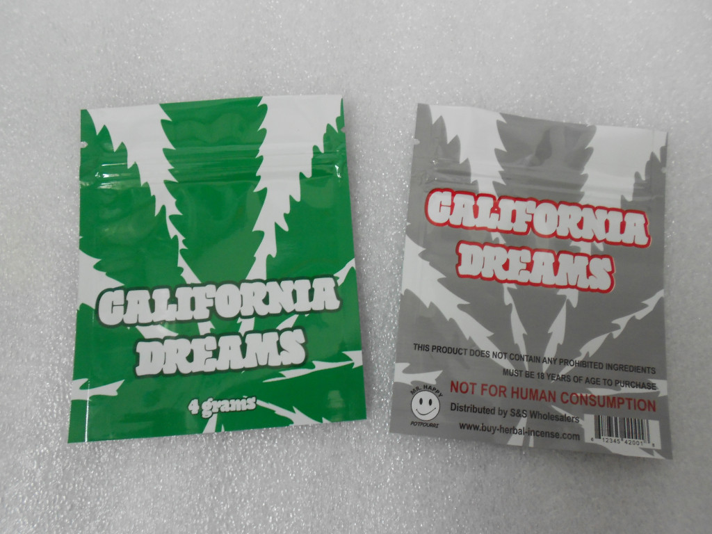 California Dream Herbal Incens Bag / Mylar Zipper Research Chemcial Pill Sachet
