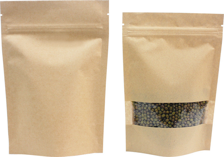 Kraft Paper Snack Bag Packaging For Beef Jerky , 4 oz k Kraft Paper Pouch